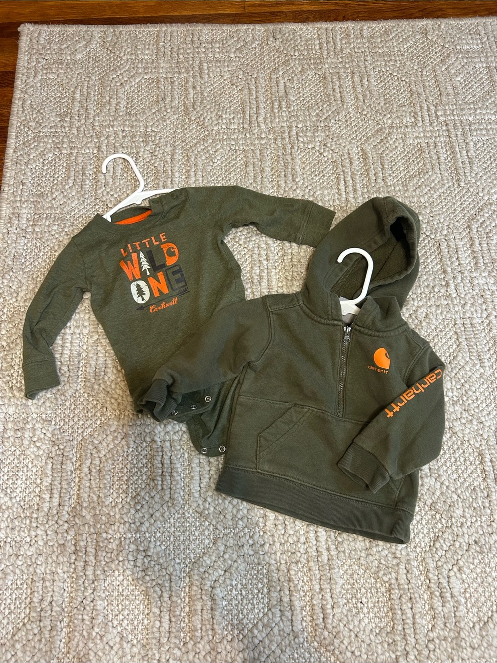 Carhartt Kids' Olive Hoodie & Onesie Bundle